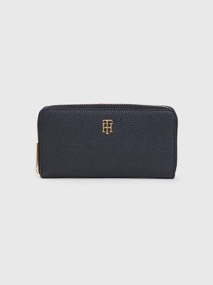 Blue Tommy Hilfiger TH Monogram Large Zip-Around Women's Wallets | TH348WBM