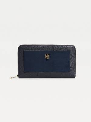 Blue Tommy Hilfiger TH Monogram Plaque Women's Wallets | TH458HNK