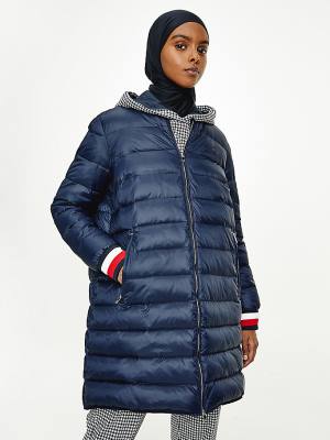 Blue Tommy Hilfiger TH Protect Filled Long Bomber Coat Women's Jackets | TH607DUL