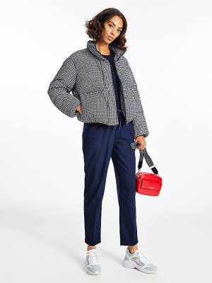 Blue Tommy Hilfiger TH Protect Houndstooth Relaxed Down Women's Jackets | TH845GAI