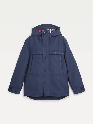 Blue Tommy Hilfiger TH Tech Recycled Hooded Parka Boys' Jackets | TH763ANT