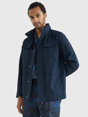 Blue Tommy Hilfiger TH Tech Stand-Up Collar Men's Jackets | TH163PEG