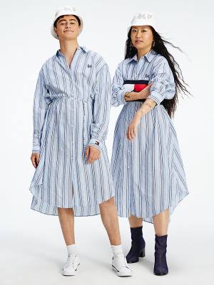 Blue Tommy Hilfiger TOMMYXINDYA Shirt Women's Dress | TH829SWP