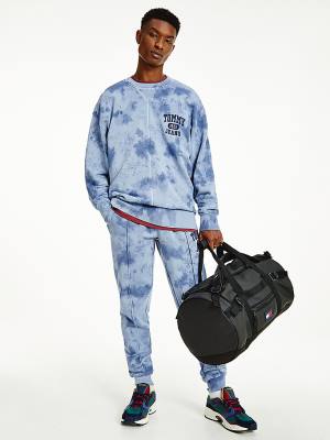 Blue Tommy Hilfiger Tie-Dye Relaxed Fit Men's Sweatshirts | TH031RGN