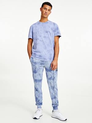 Blue Tommy Hilfiger Tie-Dye Relaxed Fit Men's T Shirts | TH816QKR