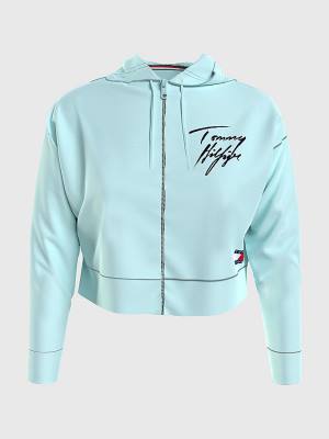 Blue Tommy Hilfiger Tommy 85 Signature Logo Cropped Women's Hoodie | TH174DHN