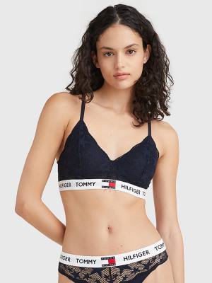 Blue Tommy Hilfiger Tommy 85 Star Lace Non-Wired Push-Up Bra Women's Underwear | TH736SCN