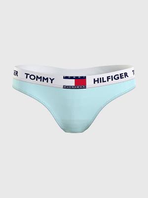 Blue Tommy Hilfiger Tommy 85 Stretch Cotton Logo Thong Women's Underwear | TH218WBR