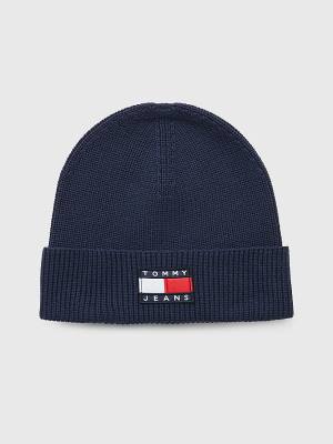 Blue Tommy Hilfiger Tommy Badge Heritage Beanie Women's Hats | TH239WTC