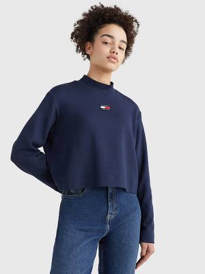 Blue Tommy Hilfiger Tommy Badge Relaxed Women's T Shirts | TH259UKA