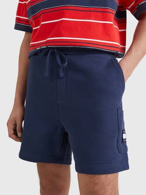 Blue Tommy Hilfiger Tommy Badge Relaxed Cargo Men's Shorts | TH714GQB