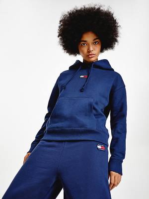 Blue Tommy Hilfiger Tommy Badge Women's Hoodie | TH791WCR