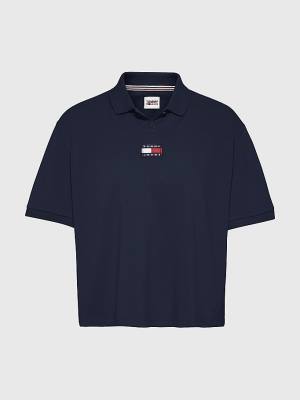 Blue Tommy Hilfiger Tommy Badge Women's Polo Shirts | TH807NLE