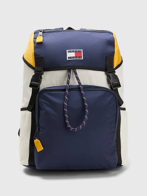 Blue Tommy Hilfiger Travel Flap Backpack Men's Bags | TH964FWT