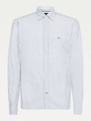 Blue Tommy Hilfiger Vertical Stripe Regular Fit Men's Shirts | TH392CUZ