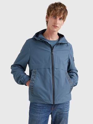 Blue Tommy Hilfiger Water Repellent Hooded Men's Jackets | TH130SDC