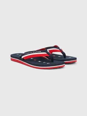 Blue Tommy Hilfiger Webbing Beach Women's Sandals | TH026PDI