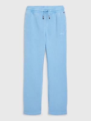 Blue Tommy Hilfiger Wide Leg Signature Logo Sweatpants Girls' Pants | TH602TCA