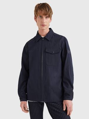 Blue Tommy Hilfiger Zip-Thru Shirt Men's Jackets | TH160IYJ