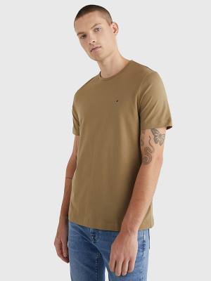 Brown Tommy Hilfiger 1985 Essential Flag Men's T Shirts | TH812KHR