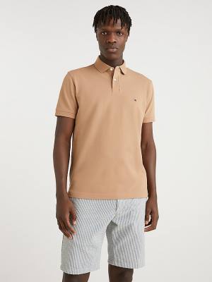 Brown Tommy Hilfiger 1985 Essential TH Flex Men's Polo Shirts | TH059FGK