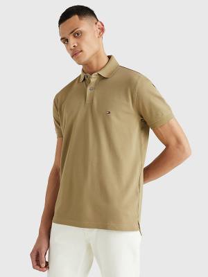 Brown Tommy Hilfiger 1985 Essential TH Flex Men's Polo Shirts | TH745PED