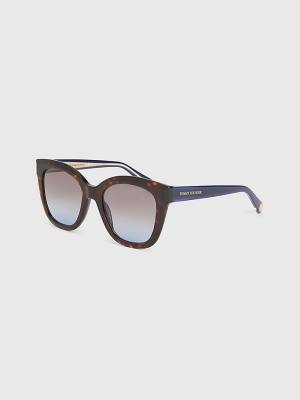 Brown Tommy Hilfiger Acetate Cat-Eye Women's Sunglasses | TH538NHC