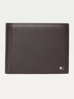 Brown Tommy Hilfiger Bifold Leather Men's Wallets | TH912JQS