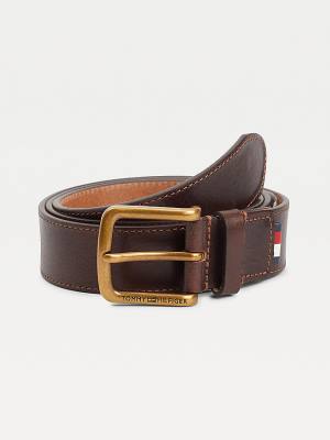 Brown Tommy Hilfiger Casual Leather Men's Belts | TH451MXF