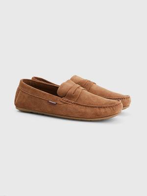 Brown Tommy Hilfiger Classic Suede Driving Men's Casual Shoes | TH961ENR