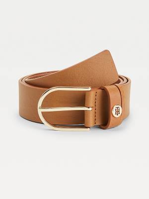 Brown Tommy Hilfiger Classics Monogram Organic Leather Women's Belts | TH280EJI