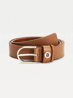 Brown Tommy Hilfiger Classics Monogram Organic Leather Women's Belts | TH832AUP