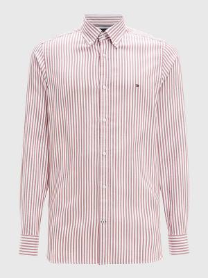 Brown Tommy Hilfiger Classics Stripe Slim Fit Dobby Men's Shirts | TH916NEM