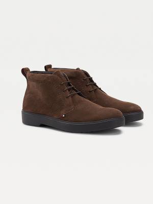 Brown Tommy Hilfiger Classics Suede Lace-Up Ankle Men's Boots | TH260VSJ