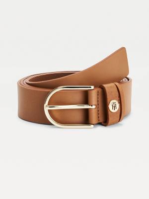 Brown Tommy Hilfiger Curve Classics Organic Leather Women's Belts | TH813FDA