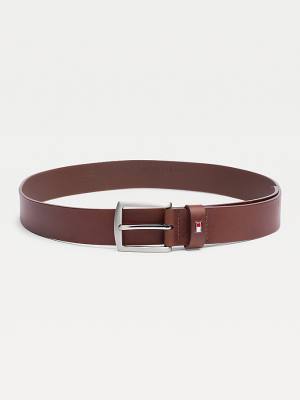 Brown Tommy Hilfiger Denton Rounded Buckle Leather Men's Belts | TH796XDL