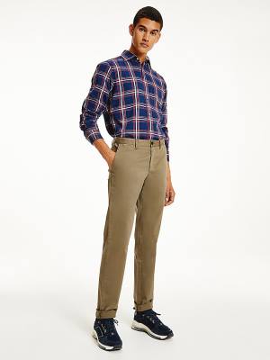 Brown Tommy Hilfiger Denton Straight Fit Satin Chinos Men's Pants | TH127NVT