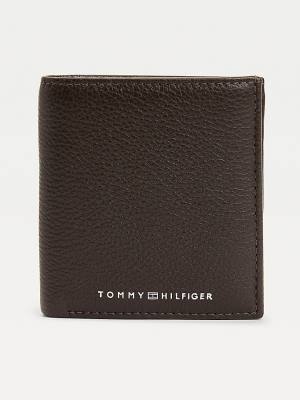 Brown Tommy Hilfiger Downtown Leather Trifold Men's Wallets | TH958VLA