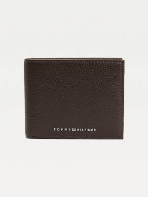 Brown Tommy Hilfiger Downtown Small Leather Card Men's Wallets | TH108DSZ