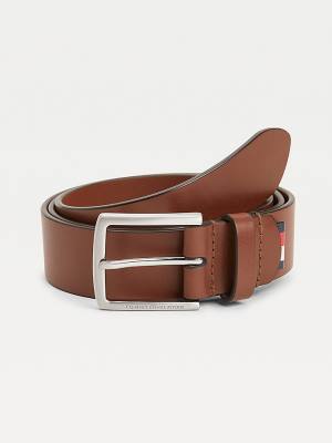 Brown Tommy Hilfiger Essential Casual Organic Leather Men's Belts | TH689VEN