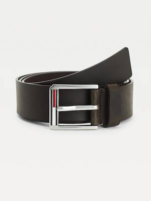 Brown Tommy Hilfiger Essential Leather Flag Men's Belts | TH045TZO