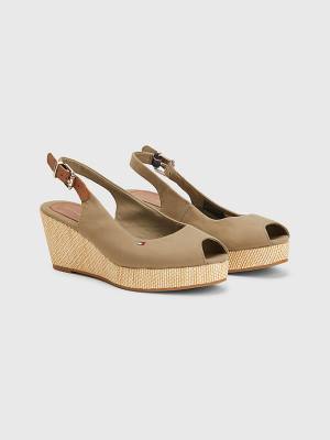 Brown Tommy Hilfiger Iconic Slingback Espadrille Wedges Women's Sandals | TH120SIQ