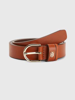 Brown Tommy Hilfiger Leather Monogram Women's Belts | TH702WUX