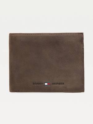 Brown Tommy Hilfiger Leather Trifold Men's Wallets | TH954JRD