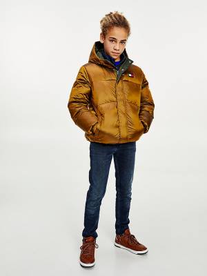 Brown Tommy Hilfiger Metallic Puffer Boys' Jackets | TH328JIN