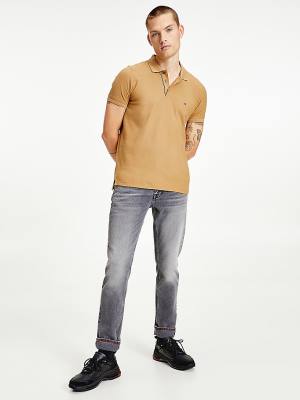 Brown Tommy Hilfiger Organic Cotton Slim Fit Men's Polo Shirts | TH016EQP