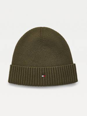 Brown Tommy Hilfiger Pima Cotton Cashmere Cuffed Beanie Men's Hats | TH807CLE