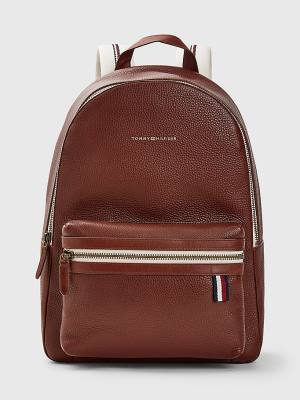 Brown Tommy Hilfiger Premium Leather Backpack Men's Bags | TH612VHI