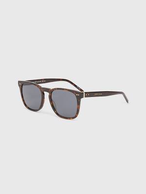 Brown Tommy Hilfiger Rectangular Men's Sunglasses | TH385HIJ