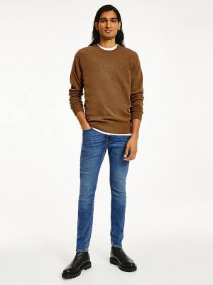 Brown Tommy Hilfiger Soft Merino Wool Crew Neck Jumper Men's Sweaters | TH701PWA